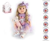 OBL10049689 - 55cm重生娃娃高仿真婴儿娃娃（假发套）带奶瓶，磁性奶嘴，尿布，出生卡,毛绒娃娃，带重力感应发声功能