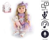 OBL10049690 - 55cm重生娃娃高仿真婴儿娃娃（假发套）带奶瓶，磁性奶嘴，尿布，出生卡,毛绒娃娃，带智能对话，学舌功能