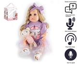 OBL10049692 - 55cm重生娃娃高仿真婴儿娃娃（假发套）带奶瓶，磁性奶嘴，尿布，出生卡,毛绒娃娃，带智能对话，学舌功能