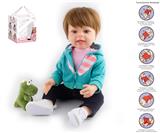 OBL10049693 - 55cm重生娃娃高仿真婴儿娃娃（假发套）带奶瓶，磁性奶嘴，尿布，出生卡,毛绒娃娃，带重力感应发声功能