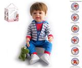 OBL10049695 - 55cm重生娃娃高仿真婴儿娃娃（假发套）带奶瓶，磁性奶嘴，尿布，出生卡,毛绒娃娃，带重力感应发声功能