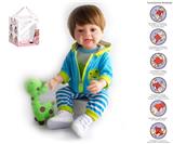 OBL10049697 - 55cm重生娃娃高仿真婴儿娃娃（假发套）带奶瓶，磁性奶嘴，尿布，出生卡,毛绒娃娃，带重力感应发声功能