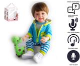 OBL10049698 - 55cm重生娃娃高仿真婴儿娃娃（假发套）带奶瓶，磁性奶嘴，尿布，出生卡,毛绒娃娃，带智能对话，学舌功能