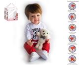 OBL10049701 - 55cm重生娃娃高仿真婴儿娃娃（假发套）带奶瓶，磁性奶嘴，尿布，出生卡,毛绒娃娃，带重力感应发声功能