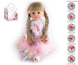 OBL10049703 - 55cm重生娃娃高仿真婴儿娃娃（假发套）带奶瓶，磁性奶嘴，尿布，出生卡，带重力感应发声功能