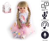 OBL10049704 - 55cm重生娃娃高仿真婴儿娃娃（假发套）带奶瓶，磁性奶嘴，尿布，出生卡，带智能对话，学舌功能