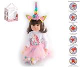 OBL10049705 - 55cm重生娃娃高仿真婴儿娃娃（假发套）带奶瓶，磁性奶嘴，尿布，出生卡，带重力感应发声功能