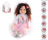 OBL10049707 - 55cm重生娃娃高仿真婴儿娃娃（假发套）带奶瓶，磁性奶嘴，尿布，出生卡，带重力感应发声功能