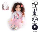OBL10049708 - 55cm重生娃娃高仿真婴儿娃娃（假发套）带奶瓶，磁性奶嘴，尿布，出生卡，带智能对话，学舌功能