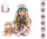 OBL10049711 - 55cm重生娃娃高仿真婴儿娃娃（假发套）带奶瓶，磁性奶嘴，尿布，出生卡,毛绒娃娃，带重力感应发声功能