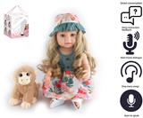 OBL10049712 - 55cm重生娃娃高仿真婴儿娃娃（假发套）带奶瓶，磁性奶嘴，尿布，出生卡,毛绒娃娃，带智能对话，学舌功能
