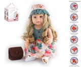 OBL10049713 - 55cm重生娃娃高仿真婴儿娃娃（假发套）带奶瓶，磁性奶嘴，尿布，出生卡,皮包包，带重力感应发声功能