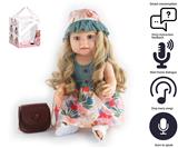 OBL10049714 - 55cm重生娃娃高仿真婴儿娃娃（假发套）带奶瓶，磁性奶嘴，尿布，出生卡,皮包包，带智能对话，学舌功能