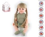 OBL10049717 - 55cm重生娃娃高仿真婴儿娃娃（假发套）带奶瓶，磁性奶嘴，尿布，出生卡，带重力感应发声功能