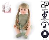 OBL10049718 - 55cm重生娃娃高仿真婴儿娃娃（假发套）带奶瓶，磁性奶嘴，尿布，出生卡，带智能对话，学舌功能