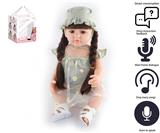 OBL10049722 - 55cm重生娃娃高仿真婴儿娃娃（假发套）带奶瓶，磁性奶嘴，尿布，出生卡，带智能对话，学舌功能
