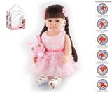 OBL10049723 - 55cm重生娃娃高仿真婴儿娃娃（假发套）带奶瓶，磁性奶嘴，尿布，出生卡,毛绒娃娃，带重力感应发声功能
