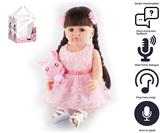OBL10049724 - 55cm重生娃娃高仿真婴儿娃娃（假发套）带奶瓶，磁性奶嘴，尿布，出生卡,毛绒娃娃，带智能对话，学舌功能