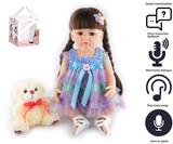 OBL10049728 - 55cm重生娃娃高仿真婴儿娃娃（假发套）带奶瓶，磁性奶嘴，尿布，出生卡,毛绒娃娃，带智能对话，学舌功能