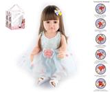 OBL10049729 - 55cm重生娃娃高仿真婴儿娃娃（假发套）带奶瓶，磁性奶嘴，尿布，出生卡，带重力感应发声功能
