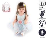 OBL10049730 - 55cm重生娃娃高仿真婴儿娃娃（假发套）带奶瓶，磁性奶嘴，尿布，出生卡，带智能对话，学舌功能