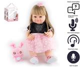 OBL10049736 - 55cm重生娃娃高仿真婴儿娃娃（假发套）带奶瓶，磁性奶嘴，尿布，出生卡，带智能对话，学舌功能