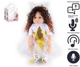 OBL10049742 - 55cm重生娃娃高仿真婴儿娃娃（假发套）带奶瓶，磁性奶嘴，尿布，出生卡，带智能对话，学舌功能