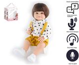OBL10049750 - 55cm重生娃娃高仿真婴儿娃娃（假发套）带奶瓶，磁性奶嘴，尿布，出生卡，带智能对话，学舌功能