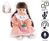 OBL10049766 - 55cm重生娃娃高仿真婴儿娃娃（假发套）带奶瓶，磁性奶嘴，尿布，出生卡，带智能对话，学舌功能