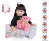 OBL10049899 - 55cm重生娃娃高仿真婴儿娃娃（假发套）带奶瓶，磁性奶嘴，尿布，出生卡,鞋子，小熊，带重力感应发声功能