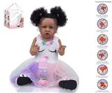 OBL10049907 - 58cm重生娃娃高仿真婴儿娃娃（普通PP车发）带奶瓶，磁性奶嘴，尿布，出生卡，鞋子，带重力感应发声功能