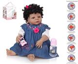 OBL10049927 - 56cm重生娃娃高仿真婴儿娃娃（普通PP车发）带奶瓶，磁性奶嘴，尿布，出生卡，带重力感应发声功能