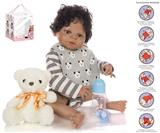 OBL10049931 - 56cm重生娃娃高仿真婴儿娃娃（普通PP车发）带奶瓶，磁性奶嘴，尿布，出生卡，毛绒熊，带重力感应发声功能