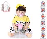 OBL10049939 - 56cm重生娃娃高仿真婴儿娃娃（假发套）带奶瓶，磁性奶嘴，尿布，出生卡，带重力感应发声功能