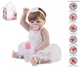 OBL10049941 - 56cm重生娃娃高仿真婴儿娃娃（假发套）带奶瓶，磁性奶嘴，尿布，出生卡，带重力感应发声功能