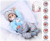 OBL10049946 - 55cm重生娃娃高仿真婴儿娃娃（仿真胎毛）带奶瓶，磁性奶嘴，尿布，出生卡，垫子，带重力感应发声功能