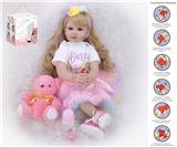 OBL10049950 - 55cm重生娃娃高仿真婴儿娃娃（假发套）带奶瓶，磁性奶嘴，尿布，出生卡，小毛绒熊，带重力感应发声功能