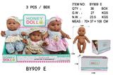 OBL10053123 - 9寸全身搪胶    黑人娃娃         (肥童baby doll)     3只展示盒包装