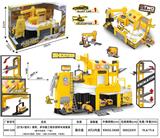 OBL10054329 - （灯光+音乐） 建筑、多功能工程总部停车场套装（配1只合金车 1飞机 ）3pcs AG13纽扣电池包电+2粒1.5V AA电池 不包电