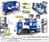 OBL10054336 - （灯光+音乐） 软弹、多功能警察总部停车场套装（配1只合金车 1飞机 3软弹 ）3pcs AG13纽扣电池包电+2粒1.5V AA电池 不包电