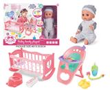 OBL10055787 - 14寸搪胶娃娃带12声IC（婴儿床椅套装）
