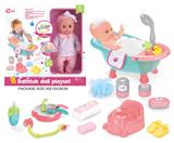 OBL10055810 - 14寸搪胶娃娃带12声IC（鞋、奶瓶、餐盘、马桶、奶链、浴池）
