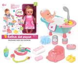 OBL10055812 - 14寸搪胶娃娃带12声IC（鞋、奶瓶、餐盘、马桶、奶链、浴池）