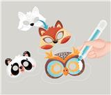 OBL10064812 - 填色水彩笔&面具组合（熊猫&狐狸&猫头鹰豹）