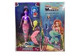OBL10070948 - 14寸实身活手美人鱼芭比带灯光音乐皇冠梳子组合尾巴