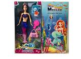OBL10070949 - 14寸实身活手美人鱼芭比带灯光音乐皇冠镜子提包