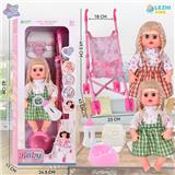 OBL10075448 - 14寸15声英文IC女娃喝水撒尿（配奶瓶尿片）配塑料推车 2款混装