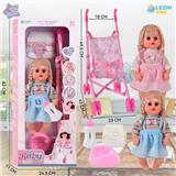 OBL10075454 - 14寸15声英文IC女娃喝水撒尿（配奶瓶尿片）配塑料推车 2款混装