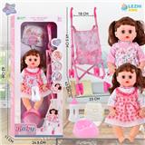 OBL10075459 - 14寸15声英文IC女娃喝水撒尿（配奶瓶尿片）配推车 2款混装