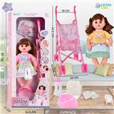 OBL10075465 - 14寸15声英文IC女娃喝水撒尿（配奶瓶尿片）配推车 2款混装